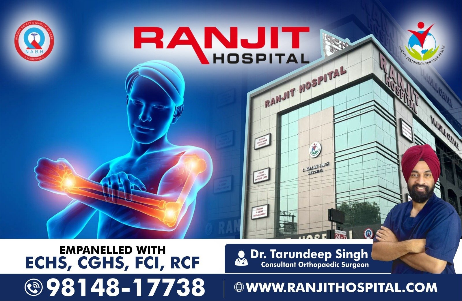 Get the best Hand and Upper Limb Surgery at Ranjit Hospital, Jalandhar